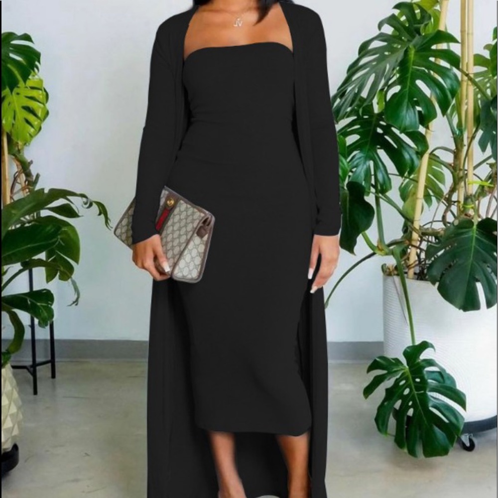 Two-Piece Tube dress/ Cardigan set. Black